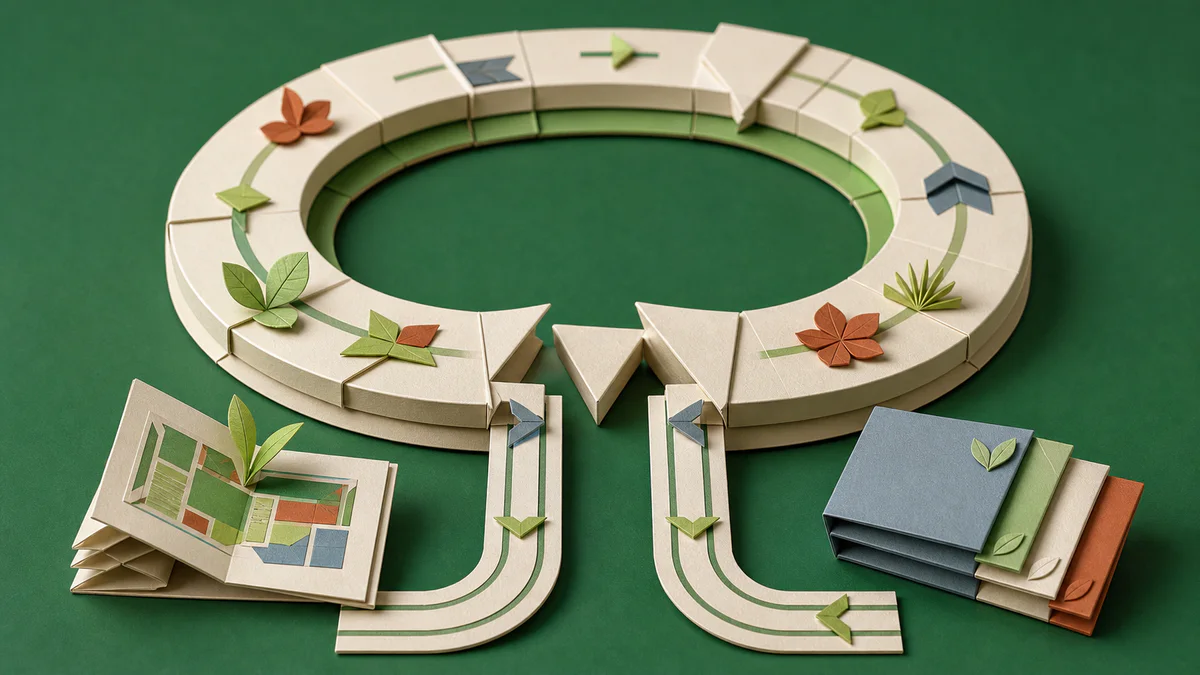 A folded-paper project-memory loop has a section missing and its routes keep resetting, showing why disconnected AI chats lose the garden context.